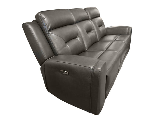 K-Motion Charcoal Power Sofa w/Adj. Headrest