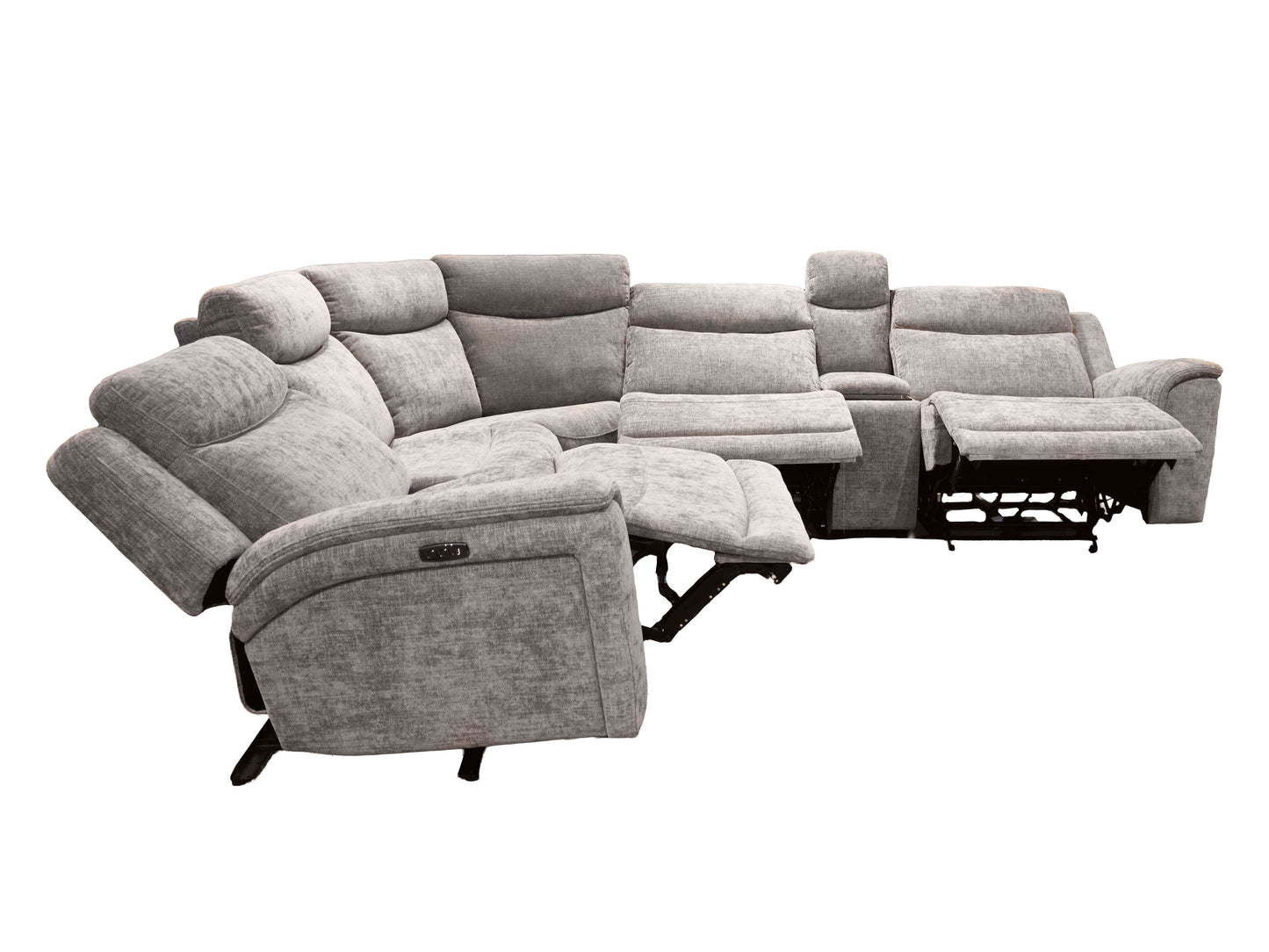 Kuka Grey Fabric Zero Wall Power Corner Sectional