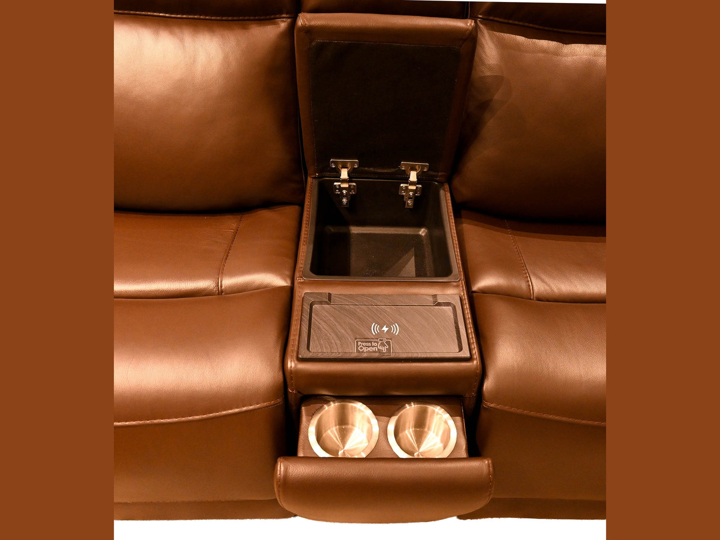 Kuka Brown Zero Gravity Loveseat w/Console and Adj. Headrest