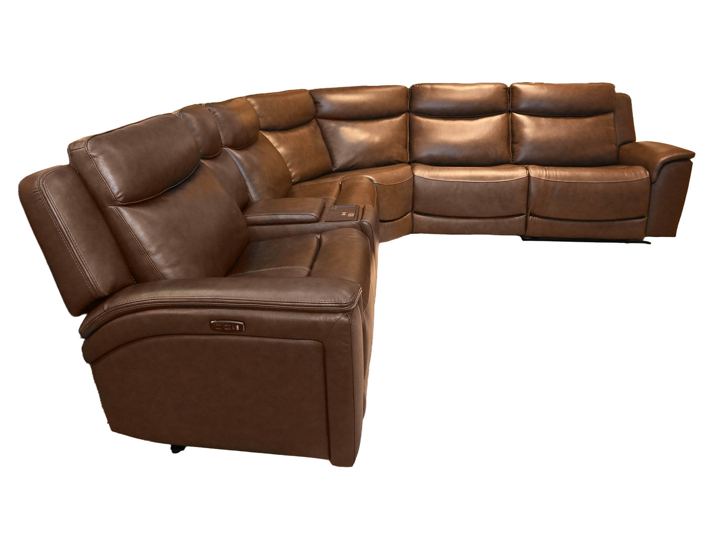 Kuka Brown Leather Zero Wall 6 Piece Sectional