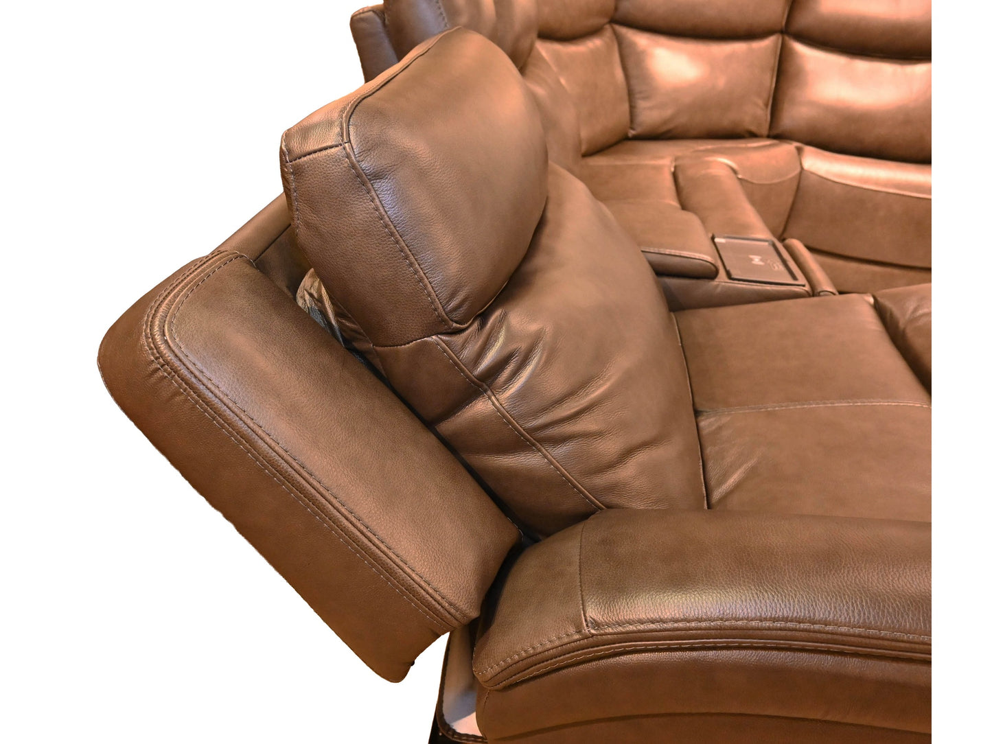 Kuka Brown Leather Zero Wall 6 Piece Sectional