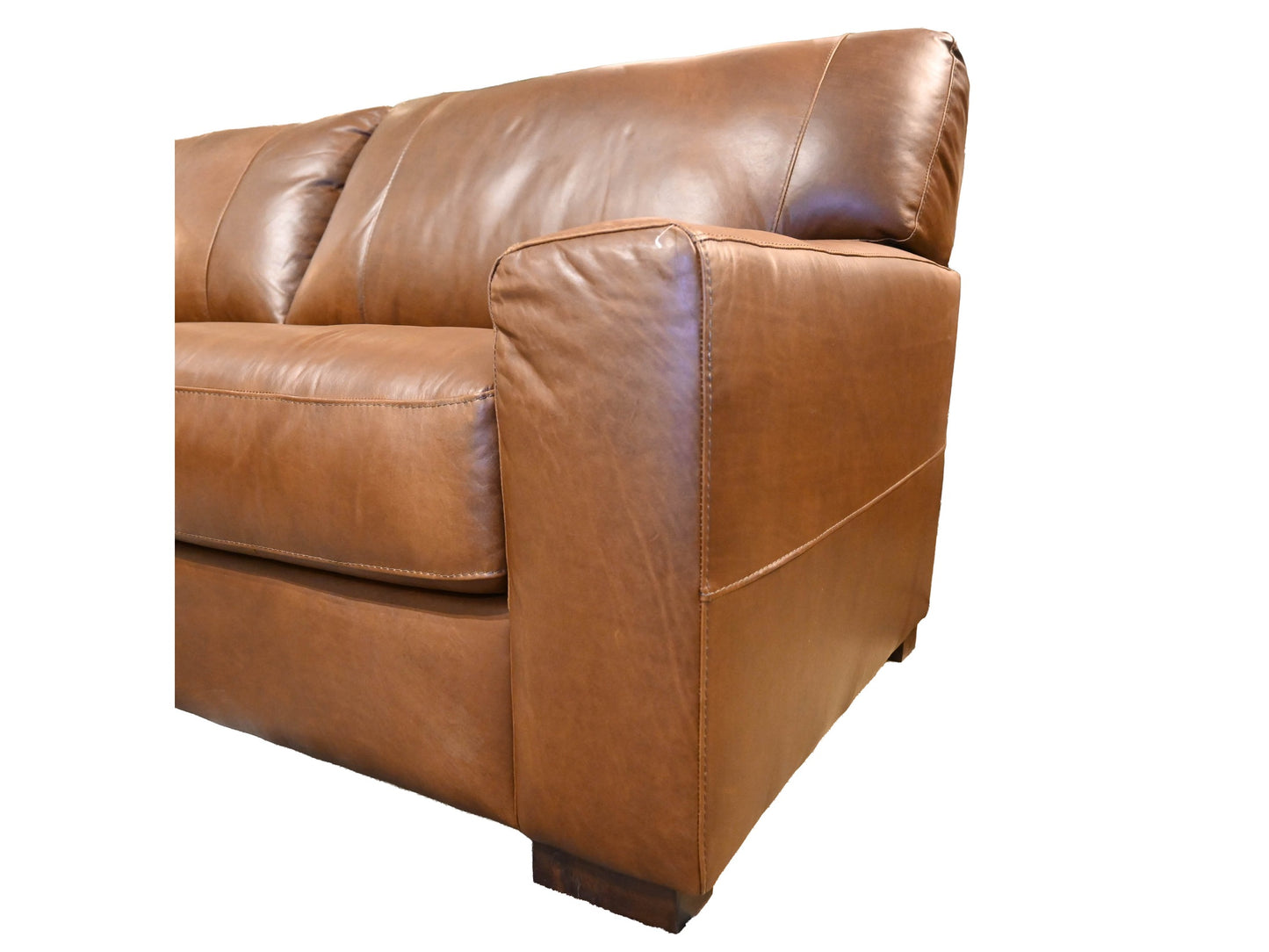 Softline Italian Leather Sofa in Academy Hickory