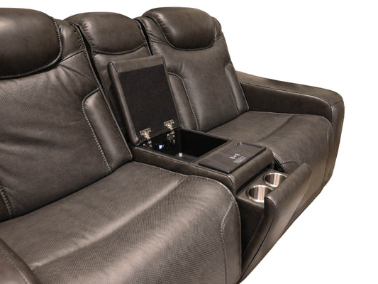 K-Motion Jet Set Loveseat with Console in Ink Black