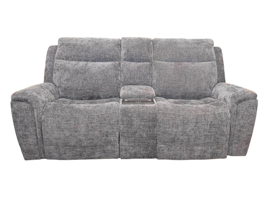Kuka Grey Fabric Zero Gravity Loveseat w/Console Adj. Headrest