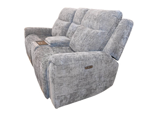 K-Motion Grey Fabric Zero Gravity Loveseat w/Console Adj. Headrest