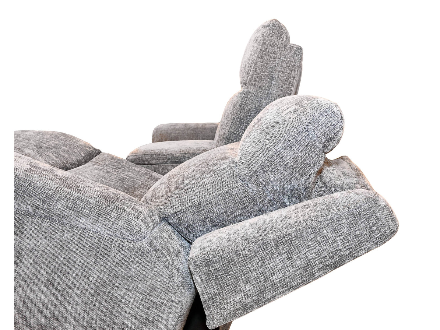 Kuka Grey Fabric Zero Gravity Loveseat w/Console Adj. Headrest