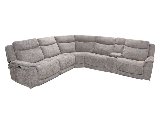 Kuka Grey Fabric Zero Wall Power Corner Sectional