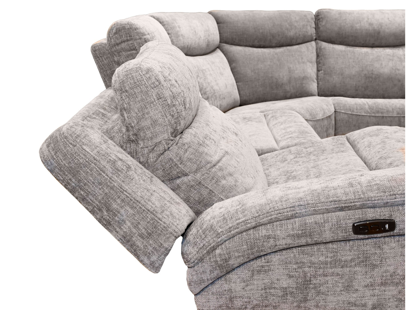 Kuka Grey Fabric Zero Wall Power Corner Sectional