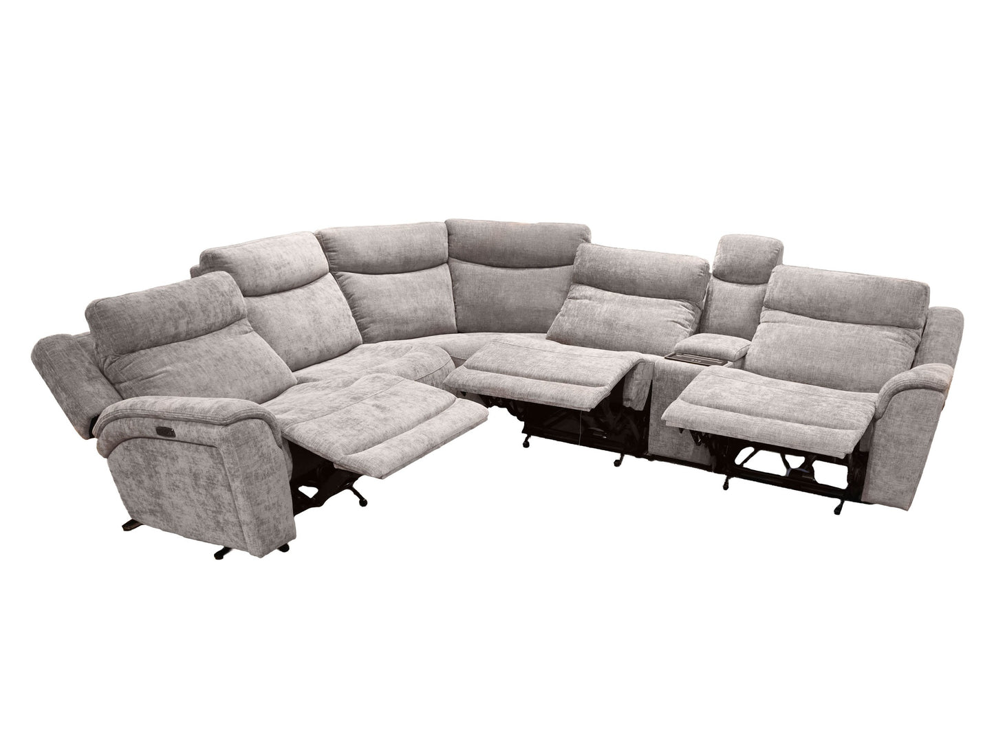 Kuka Grey Fabric Zero Wall Power Corner Sectional
