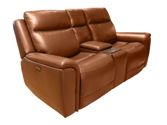 K-Motion Brown Zero Gravity Loveseat w/Console and Adj. Headrest
