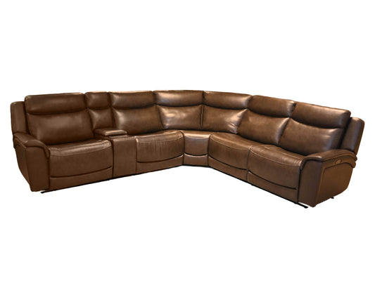Kuka Brown Leather Zero Wall 6 Piece Sectional