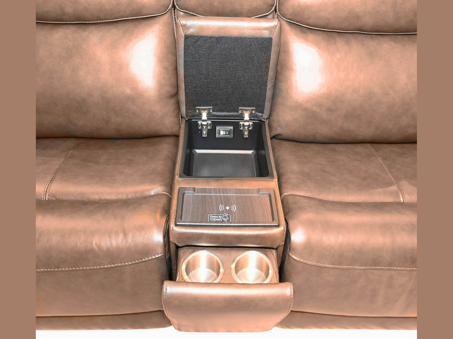 Kuka Brown Leather Zero Wall 6 Piece Sectional