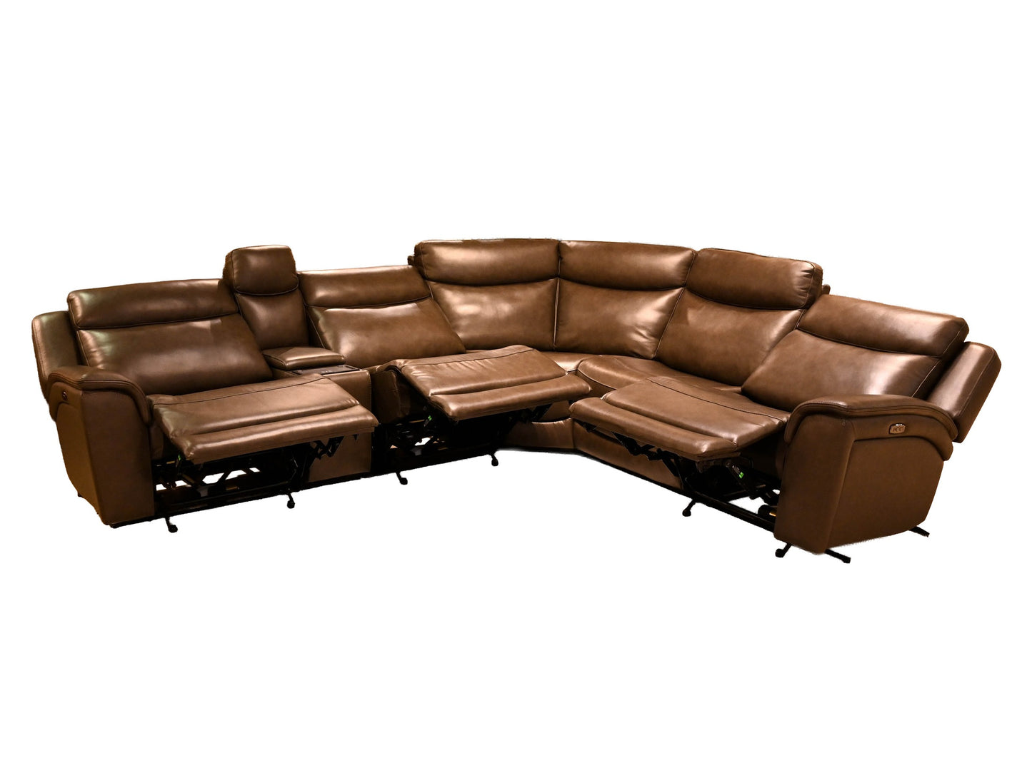 Kuka Brown Leather Zero Wall 6 Piece Sectional