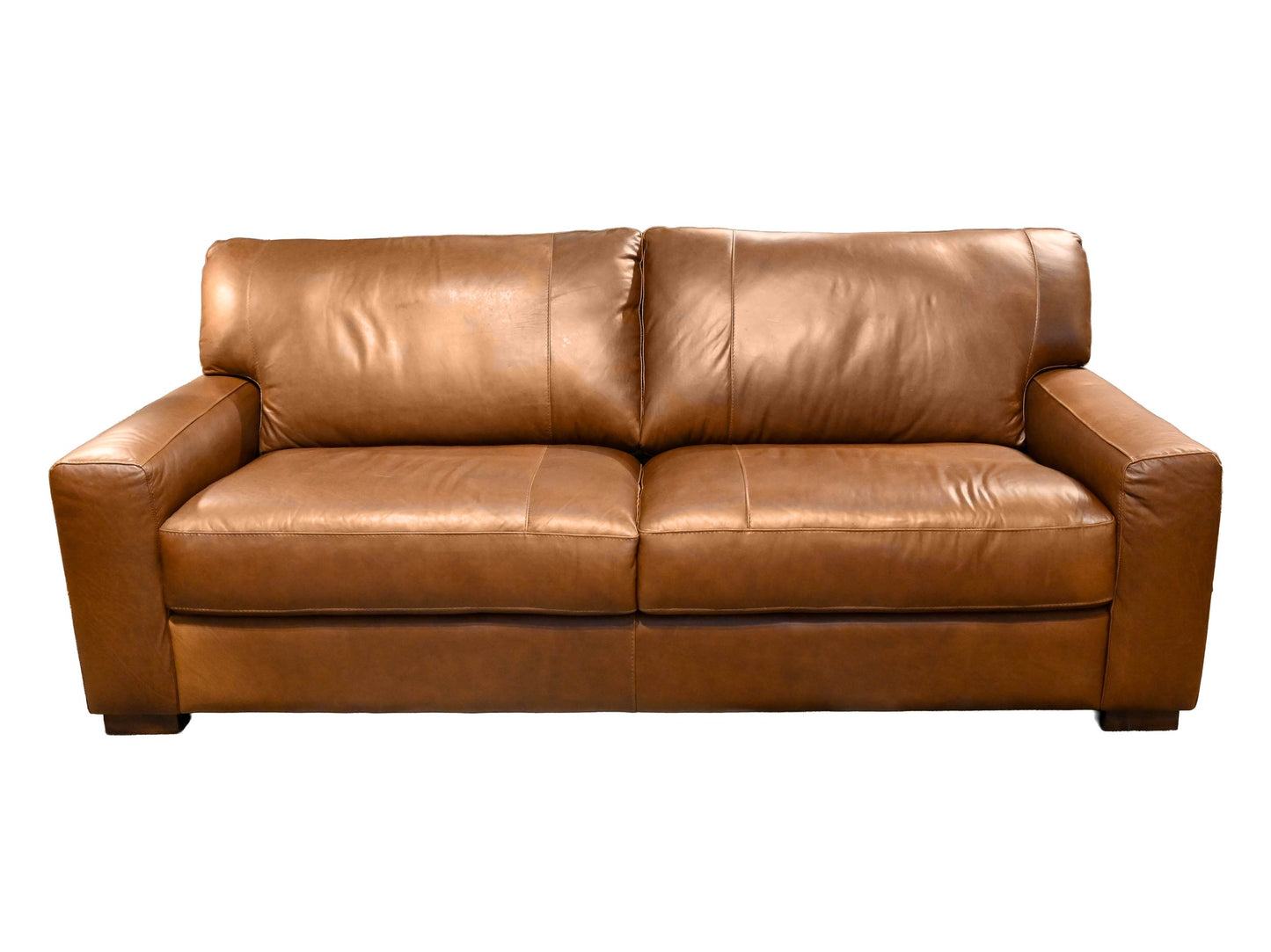 Softline Italian Leather Sofa in Academy Hickory