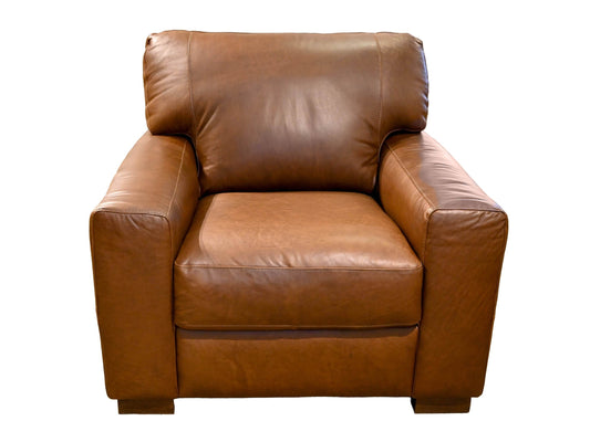 Softline Italian Leather Chair in Academy Hickory