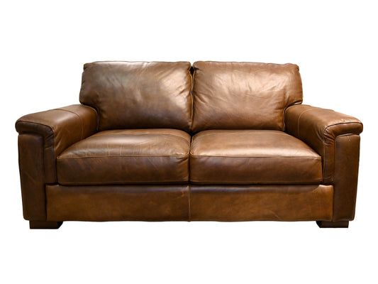 Softline Italian Leather Loveseat in Leon Truffle
