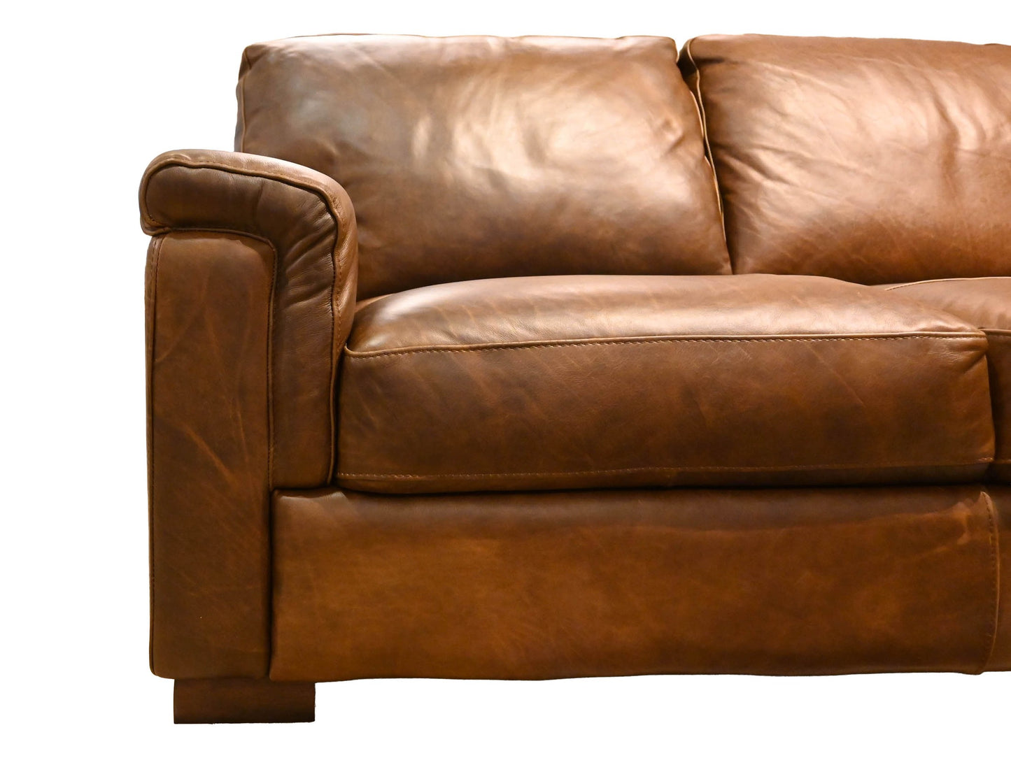 Softline Italian Leather Loveseat in Leon Truffle
