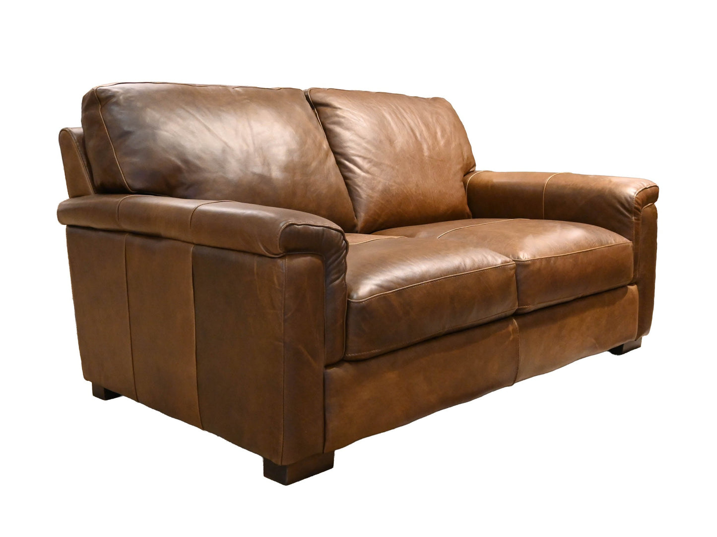 Softline Italian Leather Loveseat in Leon Truffle
