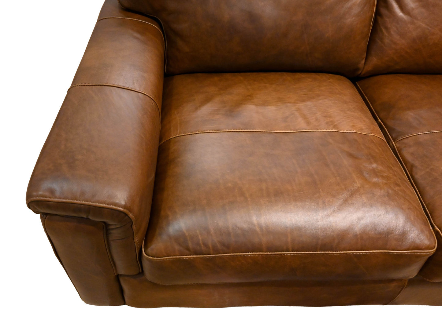 Softline Italian Leather Loveseat in Leon Truffle