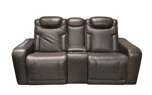K-Motion Jet Set Loveseat with Console in Ink Black