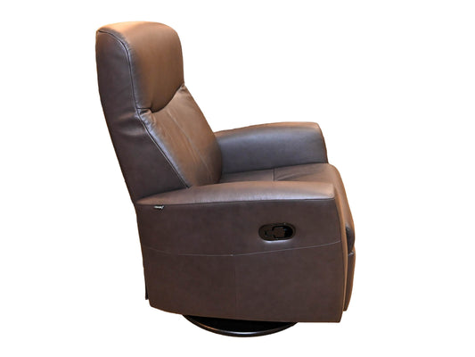 Fjords Nice Manual Small Swivel Glider Recliner in Havana